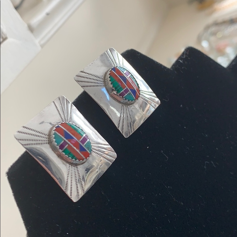 Beautiful vintage Native American silver earrings